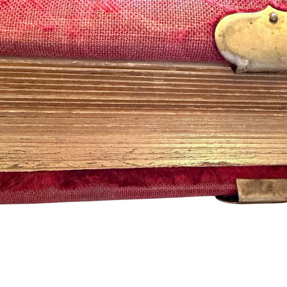 Antique photo album 1800s metal clasp full cabinet card‎ photos cloth cover
